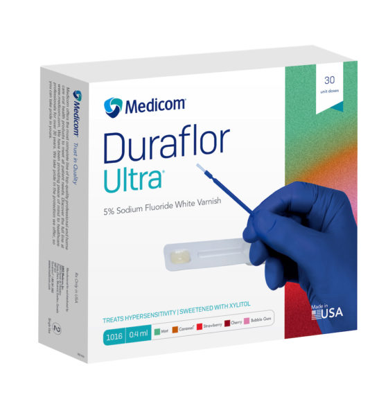 Varnish Duraflor® Ultra™ White 5% Sodium Fluoride Varnish Strawberry, 0.4 mL Unit Dose by Medicom, Inc.  ID 1016-ST30
